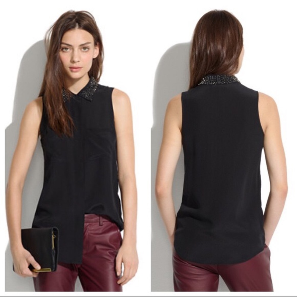 Madewell Silk Twinklelight Collar Tank